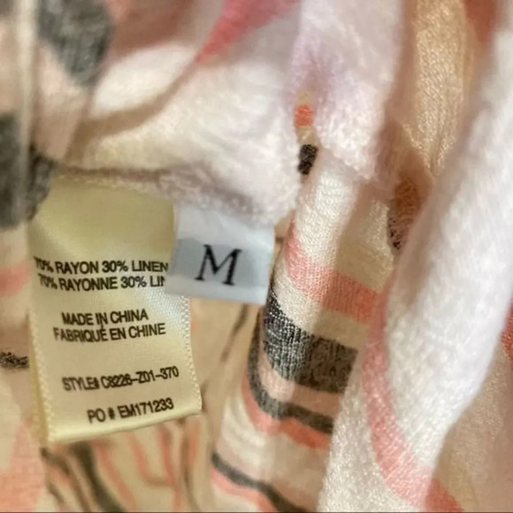 CLOTH & STONE Mini Dress Strapless Striped Linen Blend Pink & Gray Medium - Picture 5 of 7